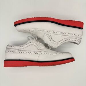 Elegant White and Red Men's Oxford Shoes